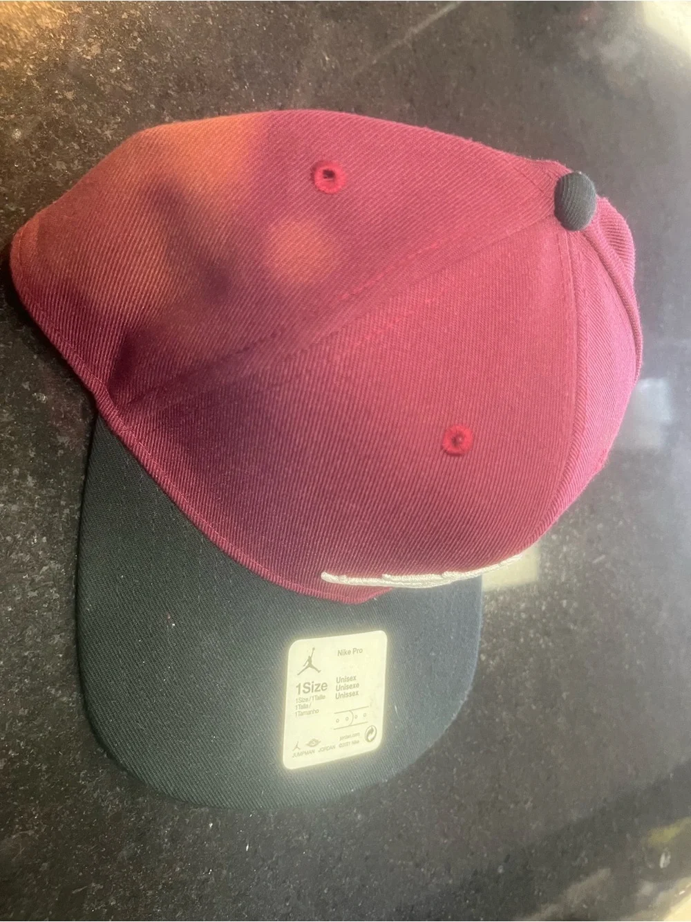 Nike Jordan good condition Snapback Hat in Burgundy and Black with White Jumpman